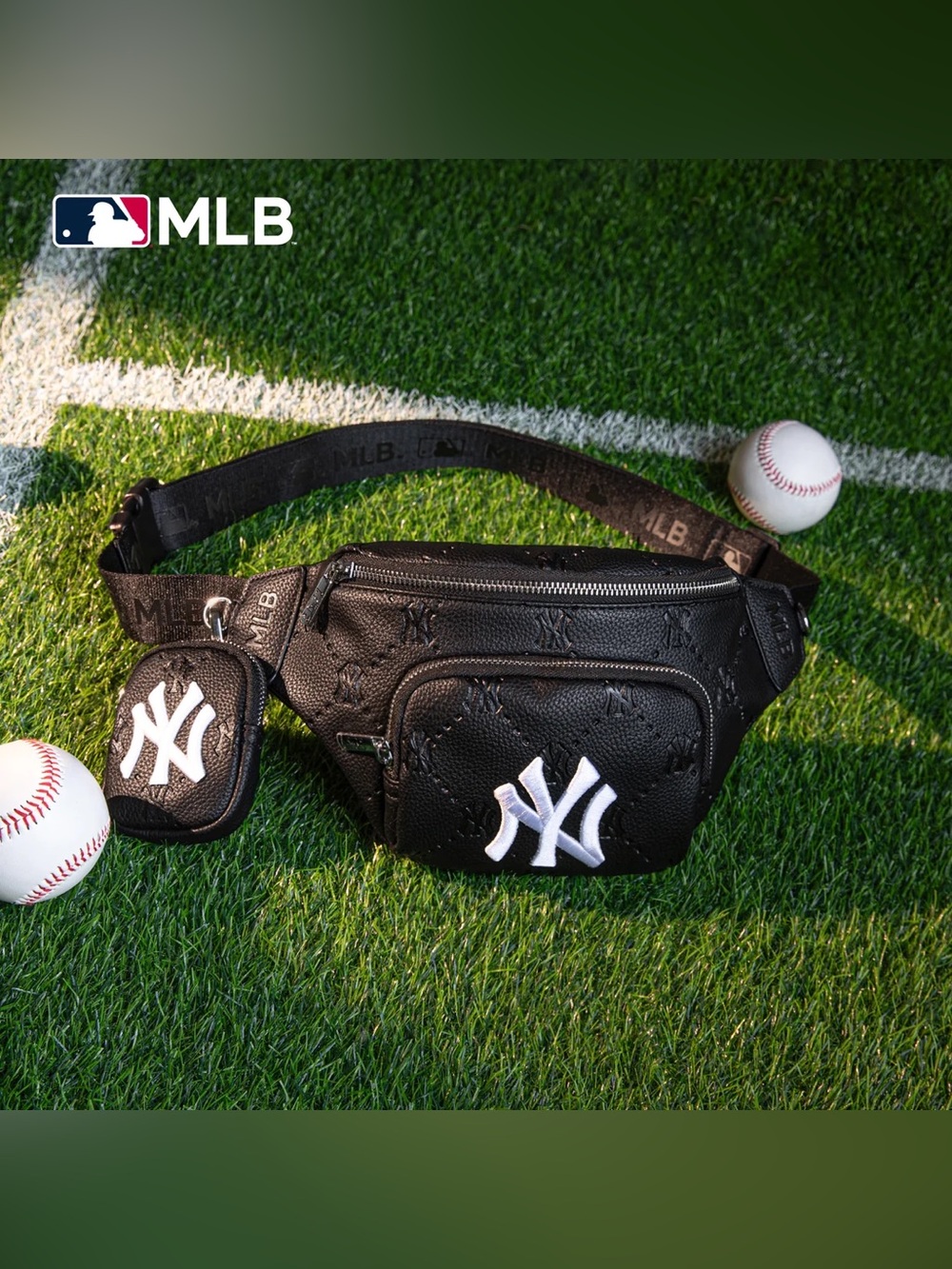 MLB New York Yankees Team Fanny Pack Belt Sling Bag Black